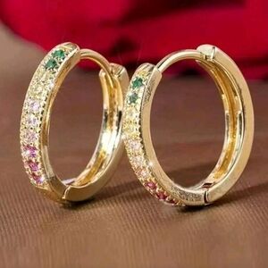 New Elegant Gold Multi-Color Hoop Earrings